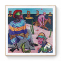 Simphiwe Ndzube - In the Silence of the Drum (2021) - 10-color screen print with three special effects – zinc on the left panel, solar gold on the islands, and metallic magenta on the horse and face