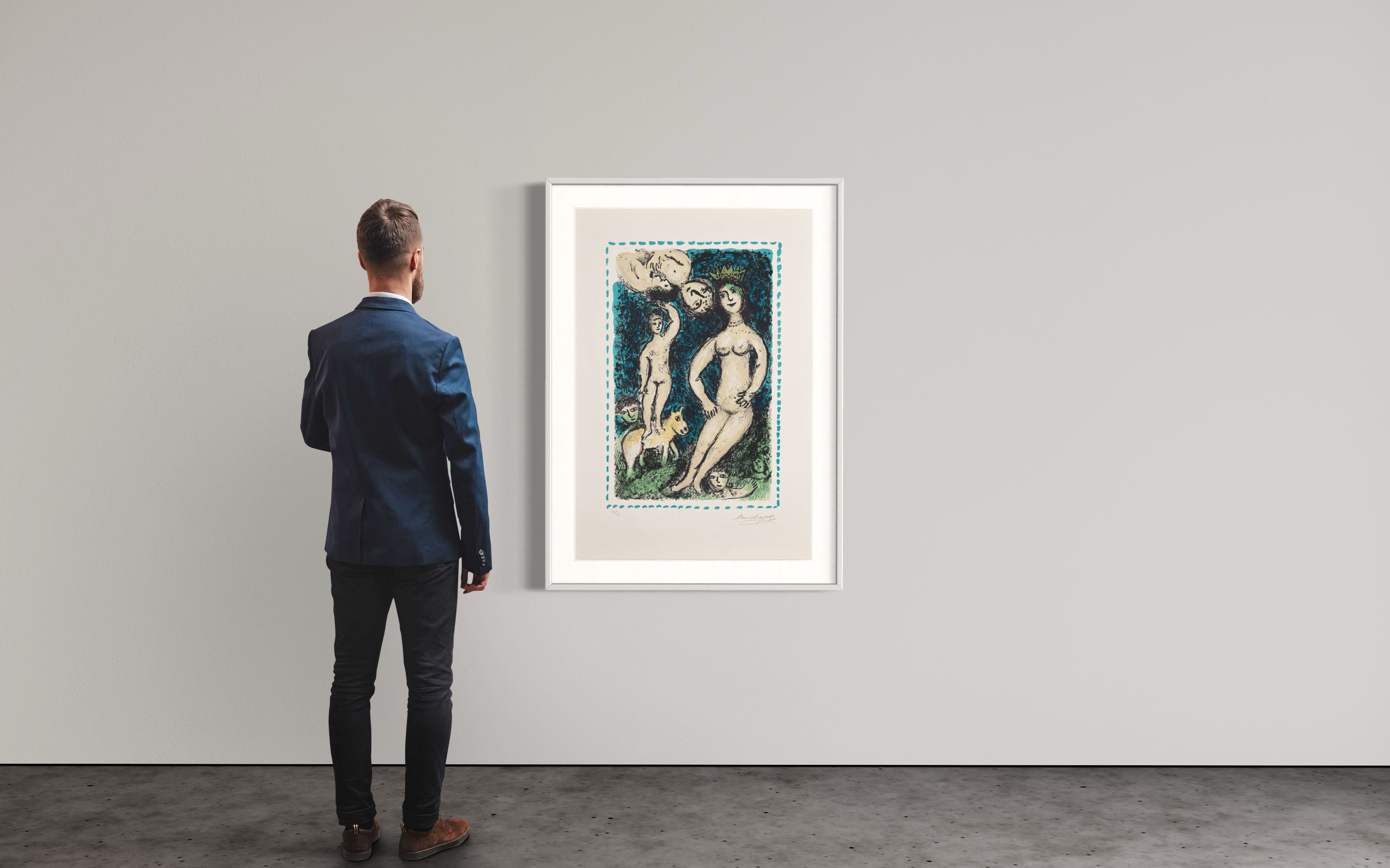 Marc Chagall late lithograph Les quinze dernières lithographies displayed with full margins

