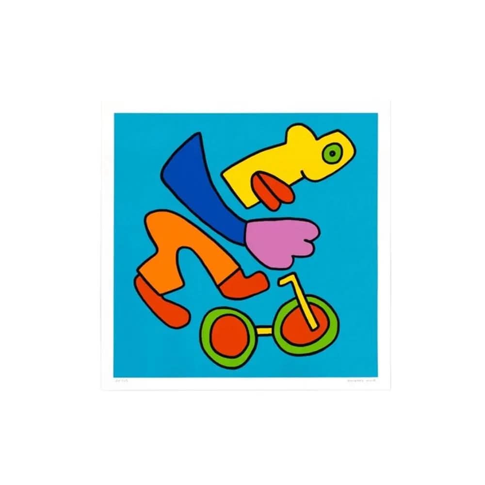 Thierry Noir  - BMX Racing (Blue) - Screenprint on Somerset 410 GSM Radiant White paper