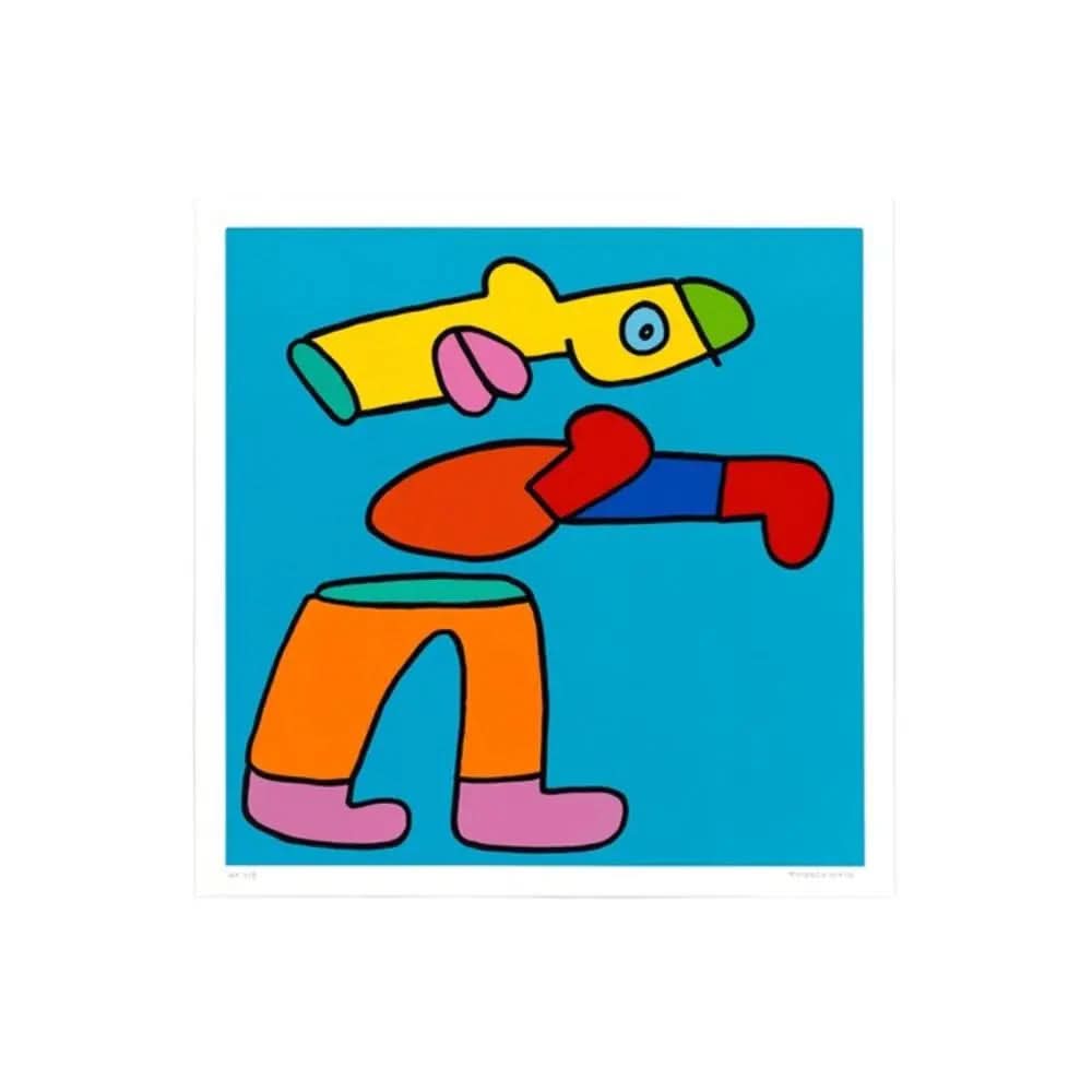 Thierry Noir  - Boxing (Blue) - Screenprint on Somerset 410 GSM Radiant White paper