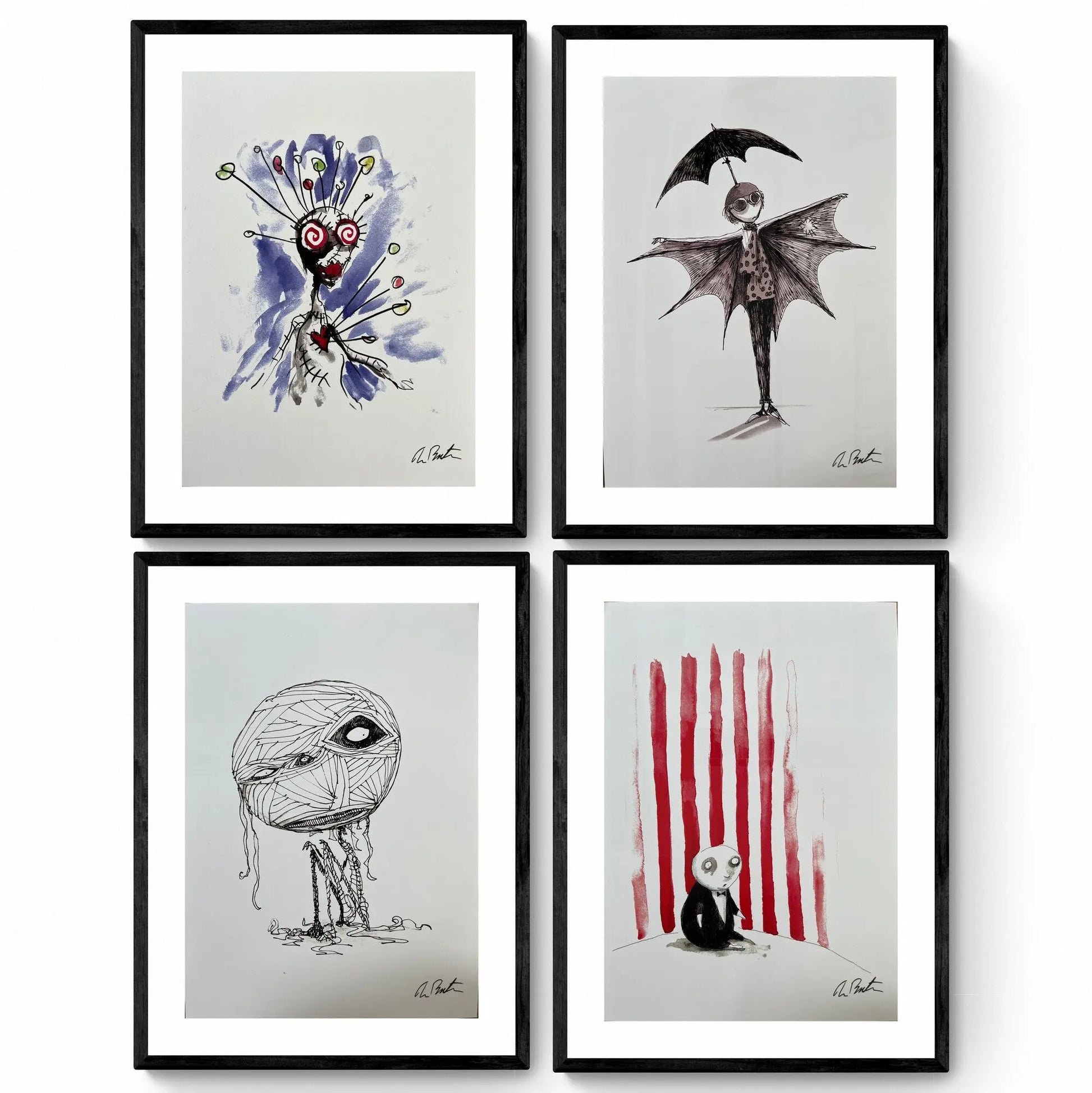 Tim Burton, Set de 4 prints officiels signés LYNART STORE