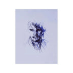 Vincent Liu - Untitled L- Hand-drawn blue ink pen on fine glossy/varnished paper