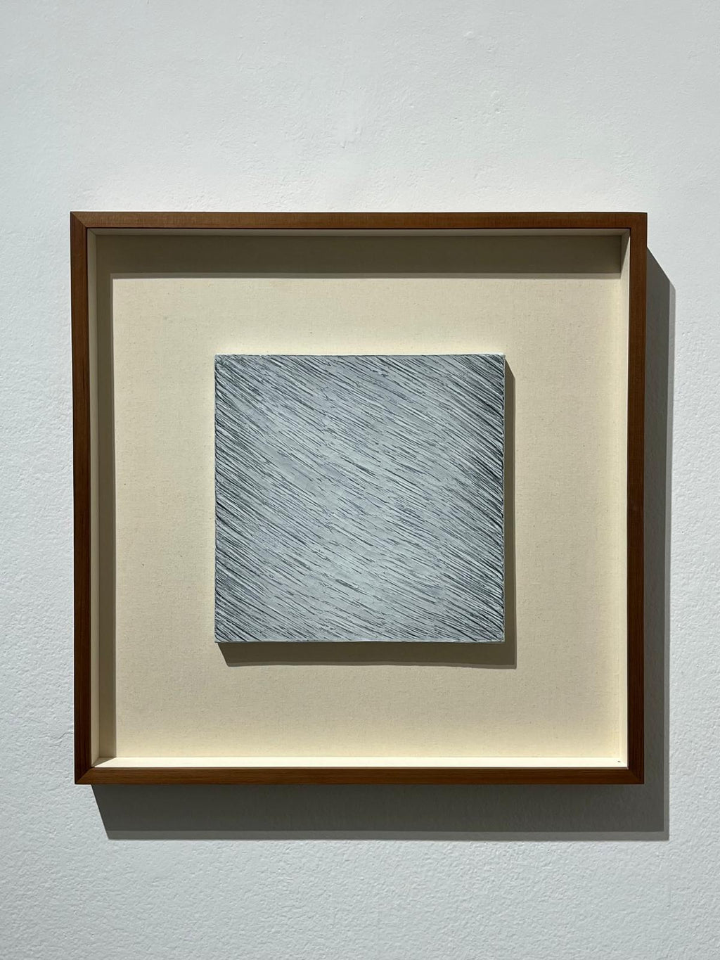 Framed Park Seo-Bo Ecriture No. 30-73 1973 Dansaekhwa painting displayed on wall
