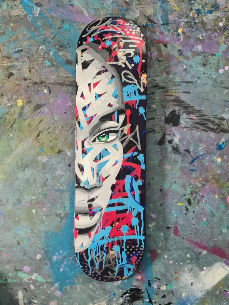 Yoann Bonneville  - Urban Skate VII - Mixed media with varnish on wooden skate deck