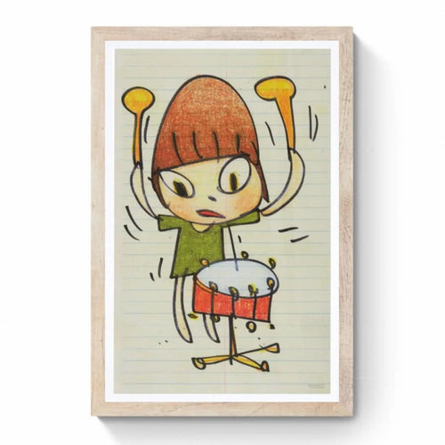 Yoshitomo Nara, 'Banging the Drum' - Offset lithograph on 80# Classic Linen Solar White Cover