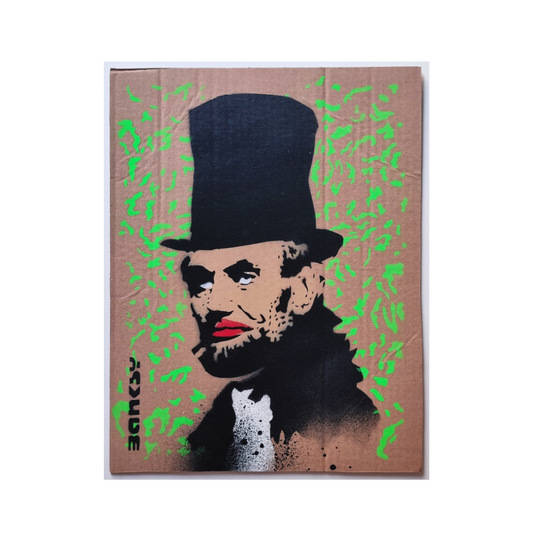 BANKSY - Dismaland Abraham Lincoln - Pochoir sur Carton
