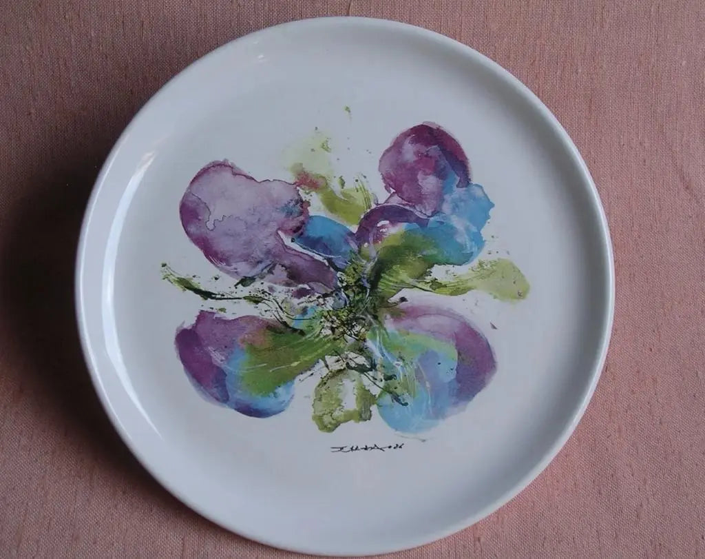 Zao Wou Ki - "Orchidée" Assiette, 1986 L.Y.N.A.R.T Store