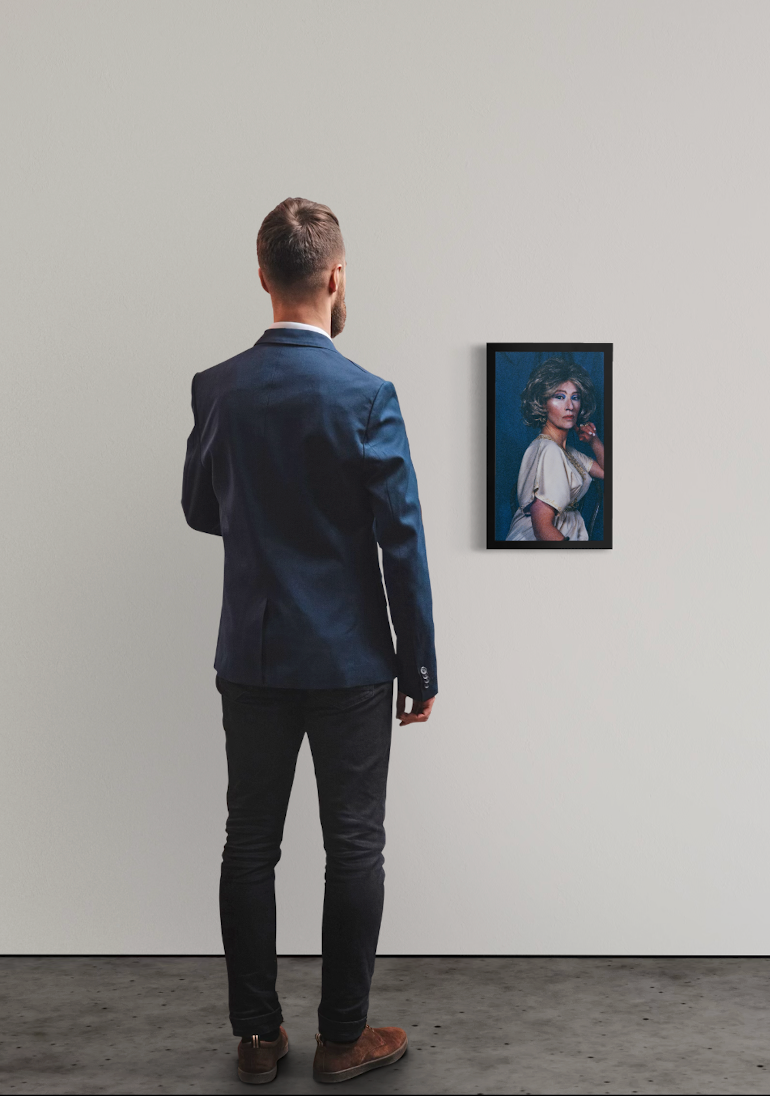 alt="Cindy Sherman Untitled Portrait III Head Shots series framed photograph displayed on gallery wall interior view"