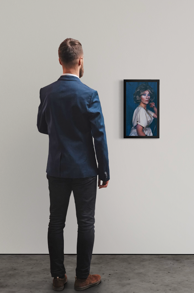 alt="Cindy Sherman Untitled Portrait III Head Shots series framed photograph displayed on gallery wall interior view"