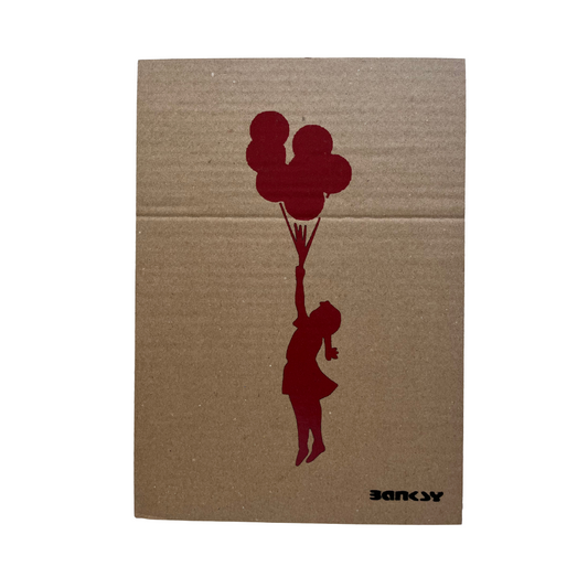 BANKSY - Flying Balloon Girl (red edition) - Pochoir sur carton
