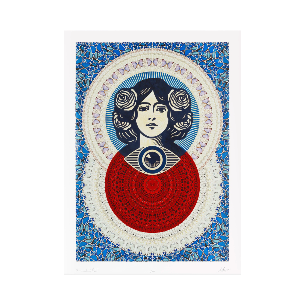 Shepard Fairey & Damien Hirst – Third Eye Butterfly Mandala (Blue) Small