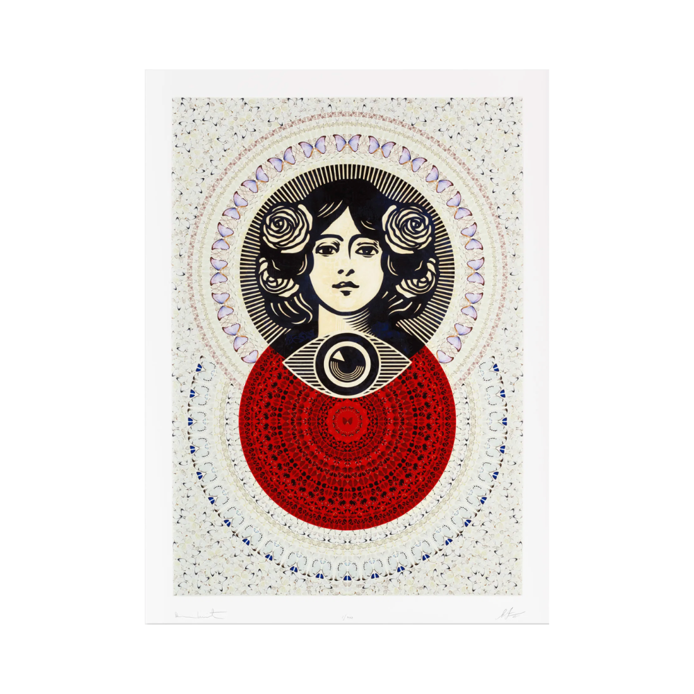 Shepard Fairey & Damien Hirst – Third Eye Butterfly Mandala (Cream) Small