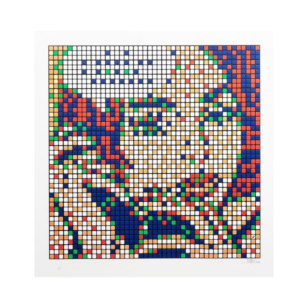 版画 INVADER- Rubik Tournesols (blue) Invader – Rubik OhhhAlright | Signed Screenprint – LYNART STORE