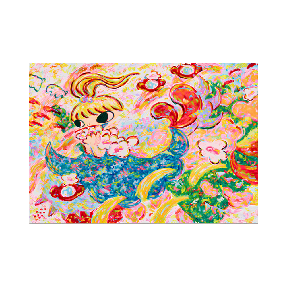 ロッカクアヤコビーチタオル AYAKO ROKKAKU バンダナ Ayako Rokkaku – Untitled A | Signed Silkscreen (2021) – LYNART STORE