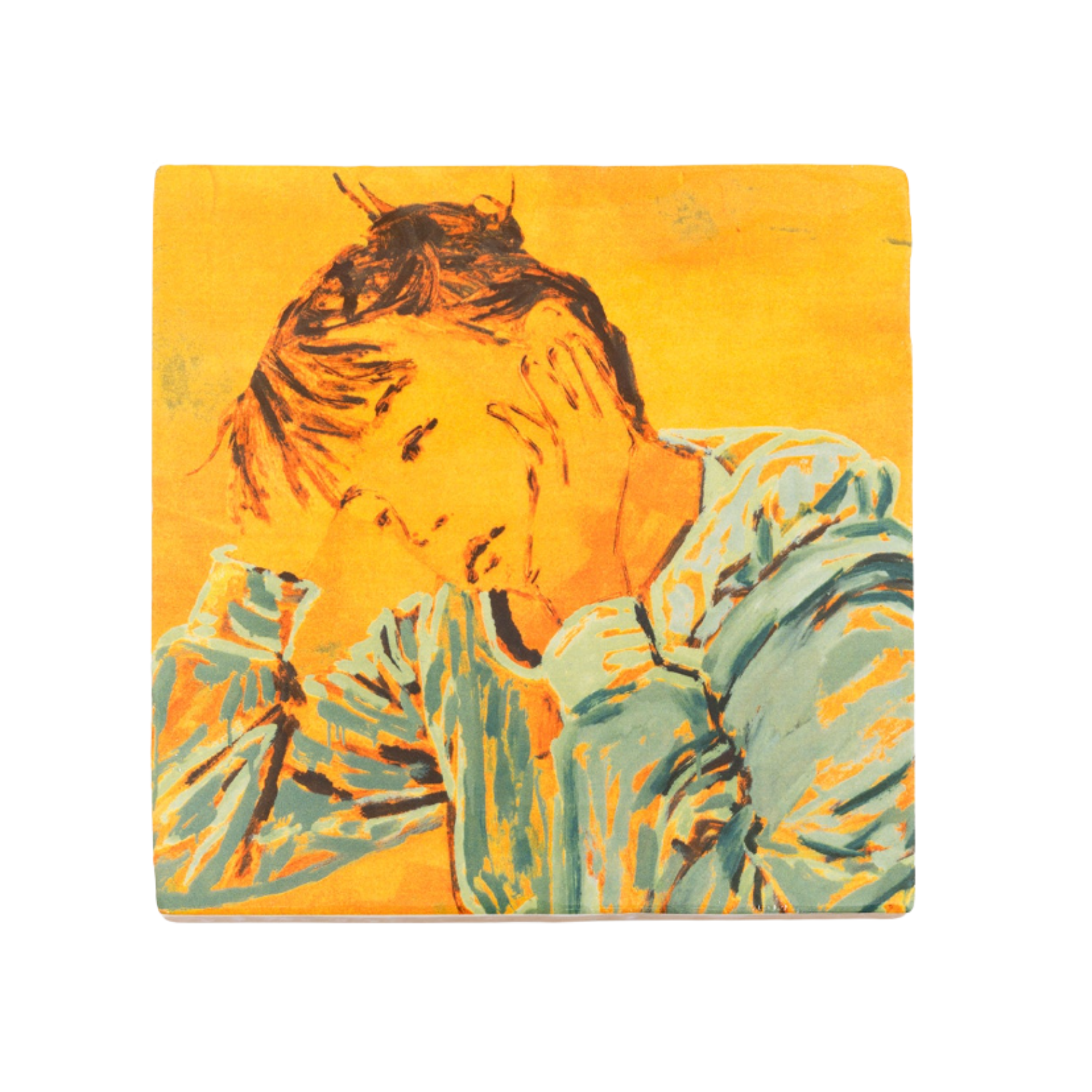 Claire Tabouret - Self-Portrait at the Table (Orange) 