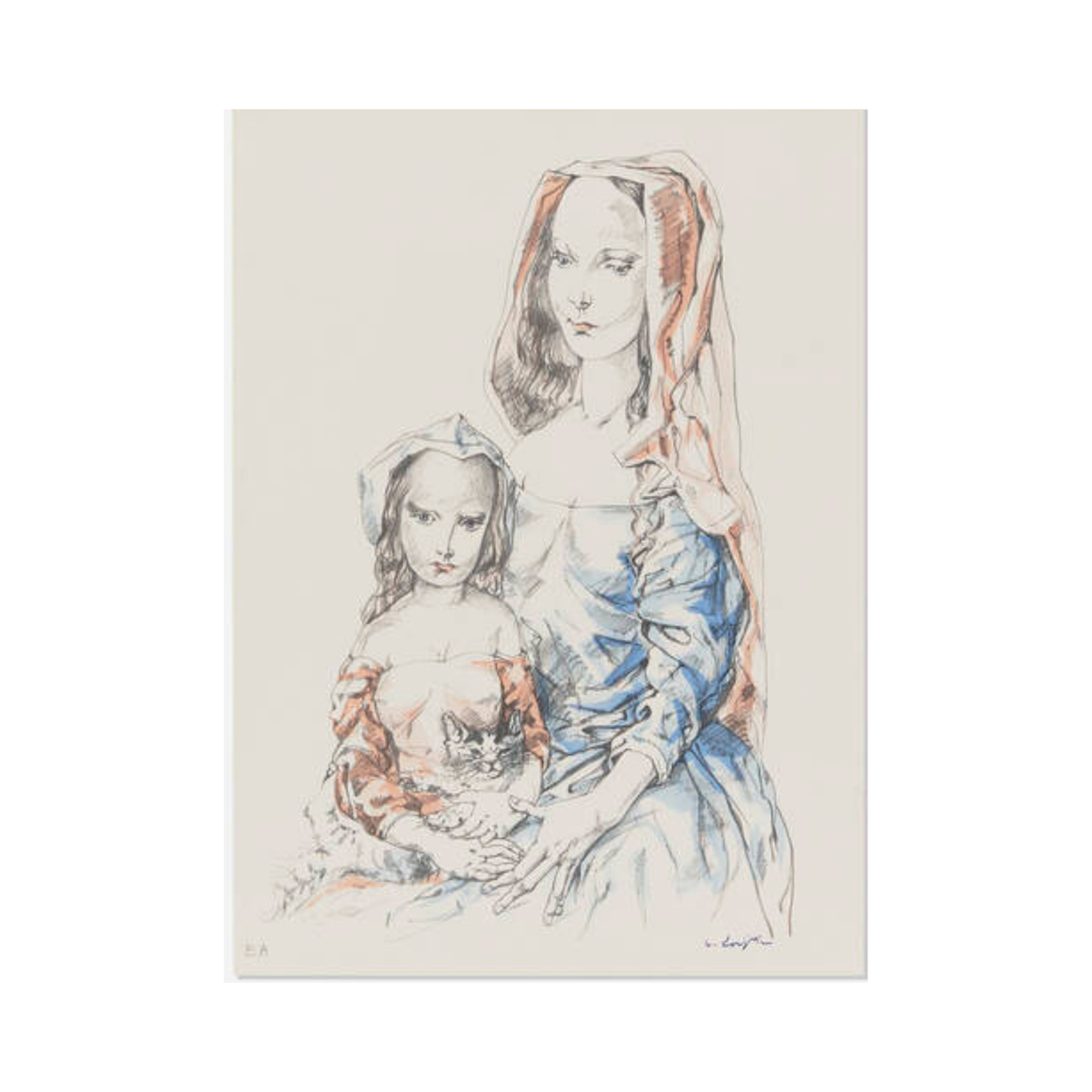 Tsuguharu Foujita Mother and Child 1965 color lithograph on paper
