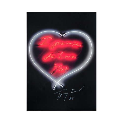alt="Tracey Emin I Promise To Love You 2014 neon heart artwork poster signed limited edition 70 x 50 cm"
