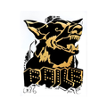 alt="Faile Faile Dog Gold Black 2022 offset print with gold foil featuring stylized black dog head graphic"

