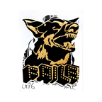alt="Faile Faile Dog Gold Black 2022 offset print with gold foil featuring stylized black dog head graphic"
