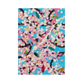 <img alt="Damien Hirst, Gilded Blossom, oil on card, 2021. Dense, exuberant composition of cherry blossoms in pink, white and red against a vivid turquoise background, with dark branching forms, painted with Hirst's characteristic finger and palette knife technique." />
