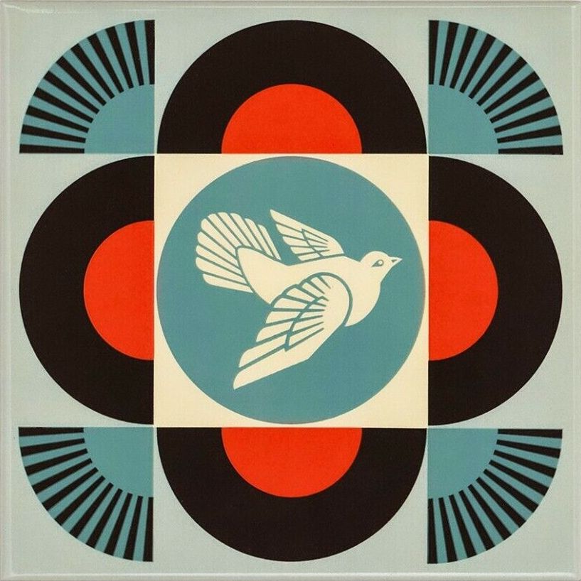 Shepard Fairey - Paloma geométrica negra, 2021
