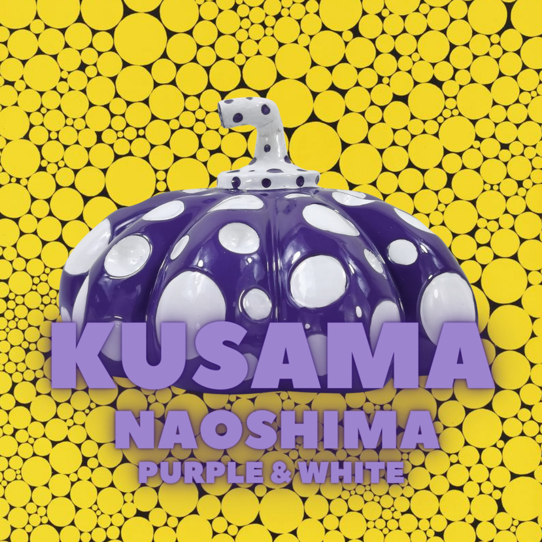 Yayoi Kusama – Naoshima-Kürbis (lila und weiß)