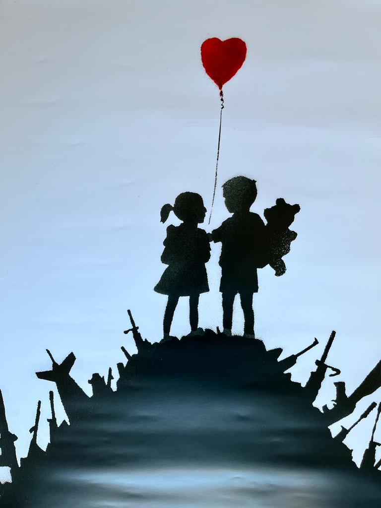 BANKSY - Kids on Guns - Official poster of the exhibition "The World of Banksy" in Paris
