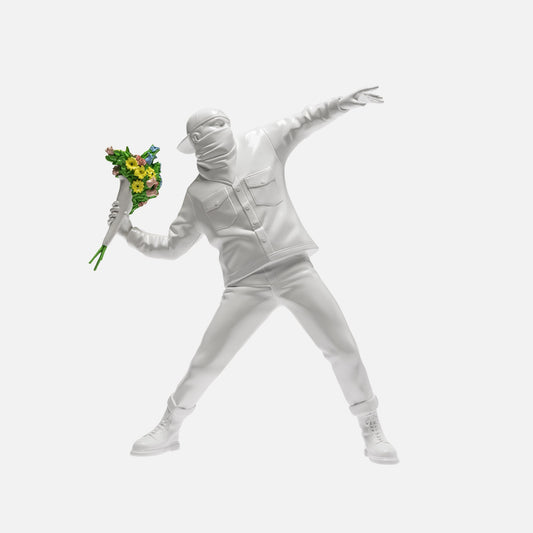 Banksy x Brandalism (dopo) - Lanciatore di fiori bianco