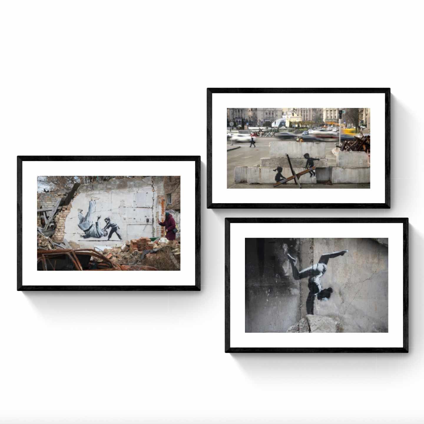 Set di 3 stampe di Banksy - Ucraina - Nuova stampa contro la guerra - Targa firmata e numerata SCONTO 35%
