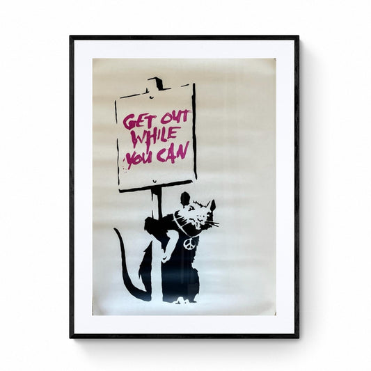 BANKSY - Esci finché puoi - Poster ufficiale della mostra Parigi "The World of Banksy"
