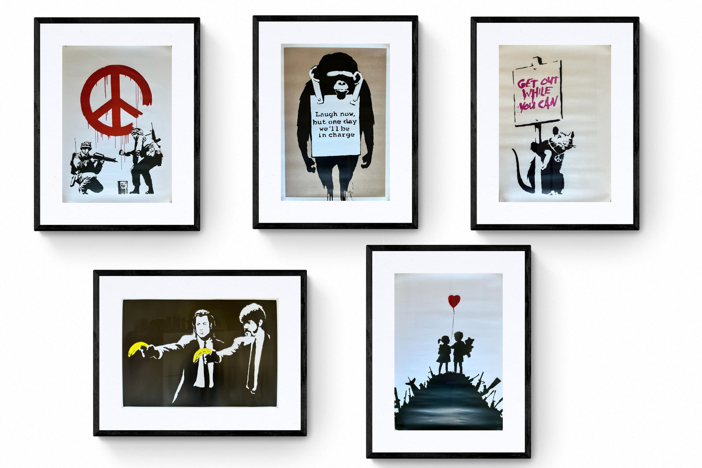 BANKSY - Set of 5 (3) - Official posters of the exhibition "The World of Banksy" in Paris