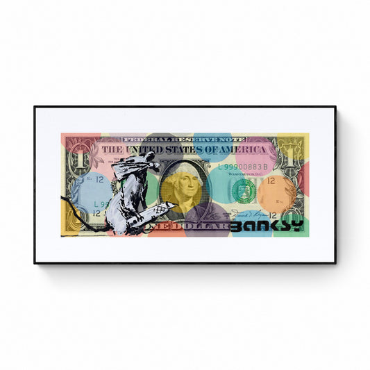 BANKSY Dollar Canvas - Hirst Dots Rat - Certificato di autenticità - Edizione extra limitata 