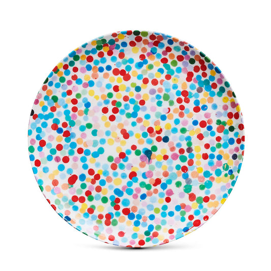 SET DI 3 Damien Hirst - All Over Dot Plate - serigrafato con un vivace design Currency Dot - RISPARMIA dal 20%