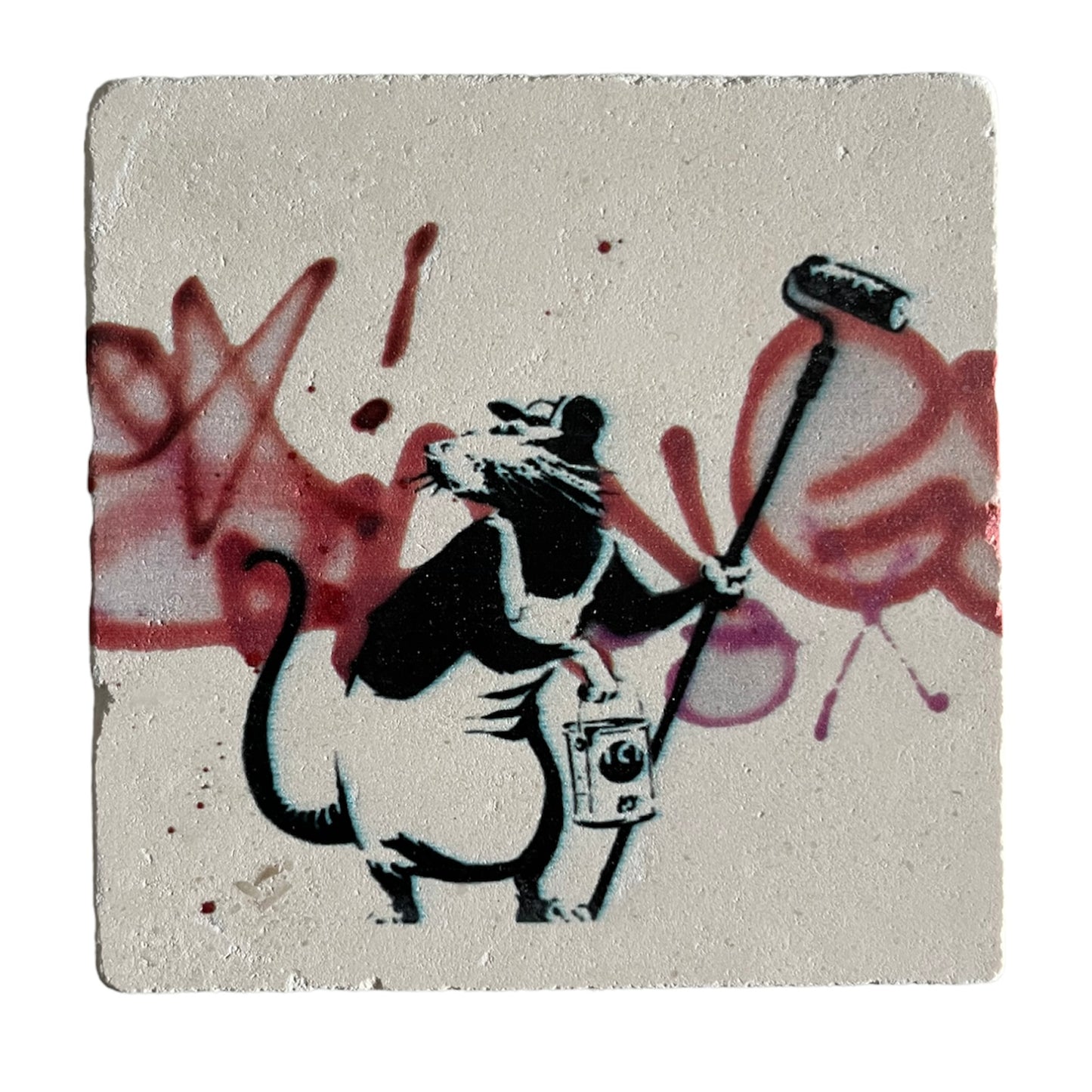 BANKSY *Painting Rat* Sérigraphie sur pierre Edition Limitée