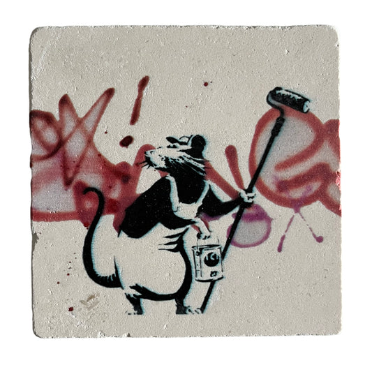 BANKSY *Painting Rat* Serigrafía sobre piedra Edición Limitada