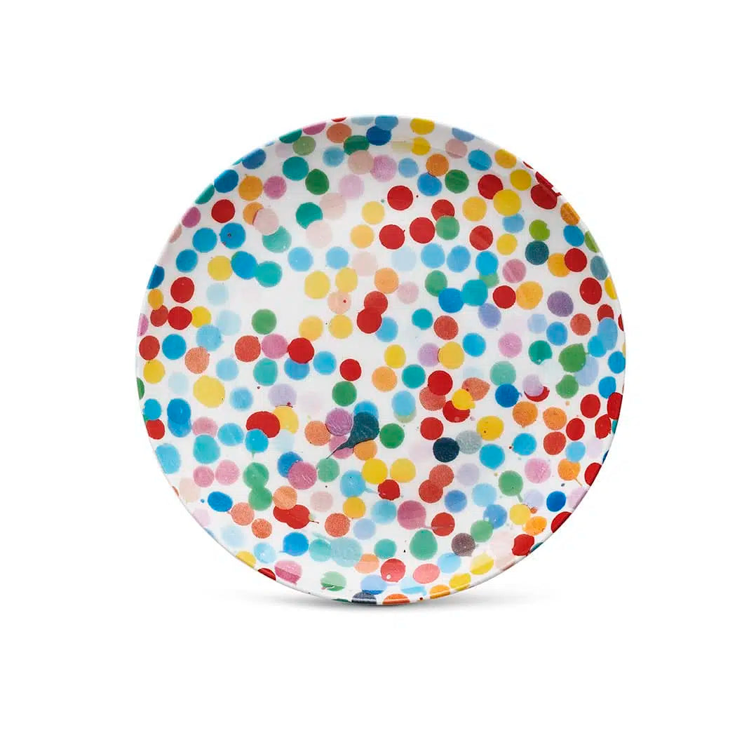3er-Set Damien Hirst – All-Over-Dot-Teller – Siebdruck mit einem lebendigen Währungs-Dot-Design – SPAREN Sie ab 20 %