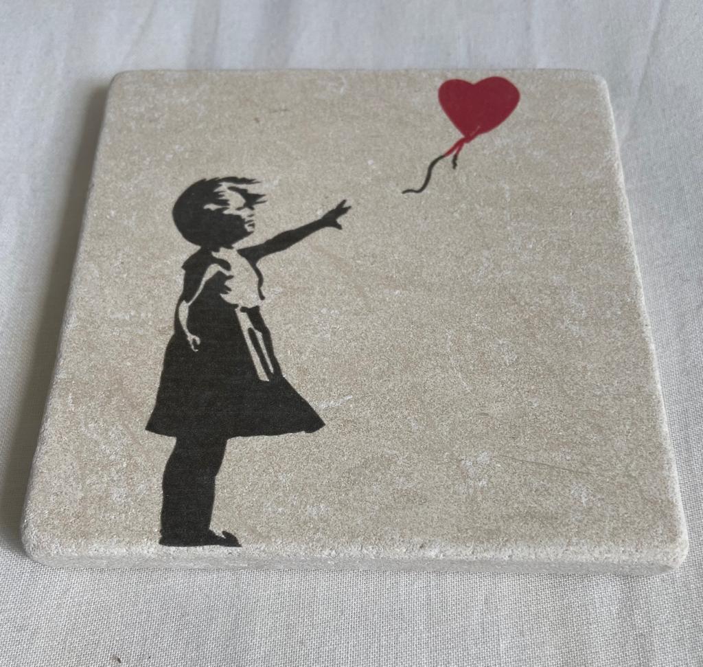 BANKSY *Girl with Balloon* Sérigraphie sur pierre Edition Limitée