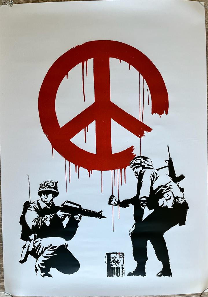 BANKSY - Peace Soldiers - Manifesto ufficiale della mostra "The World of Banksy" a Parigi