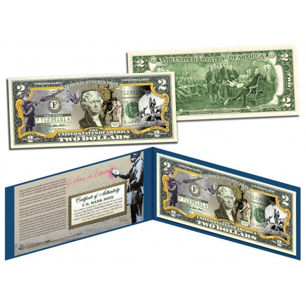 BANKSY * Set di 5 autentiche banconote da 2 dollari statunitensi