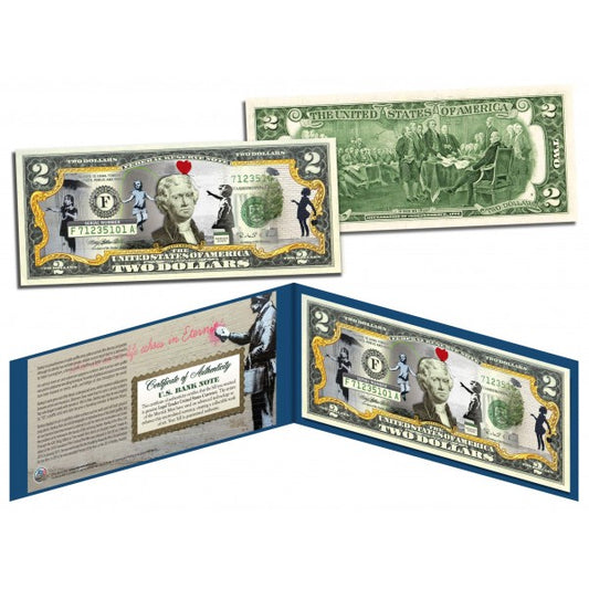 BANKSY *Ragazze - Autentica banconota da 2 dollari USA*