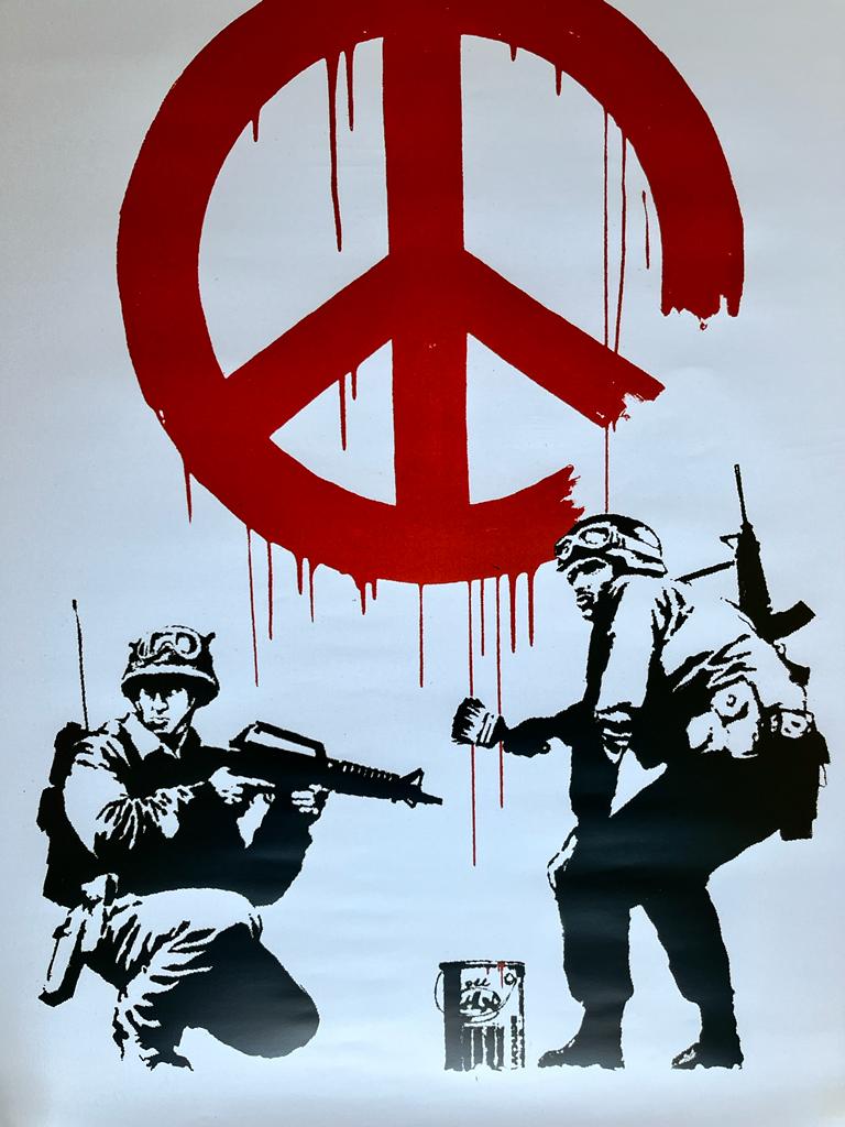 BANKSY - Peace Soldiers - Afiche oficial de la exposición "The World of Banksy" en París