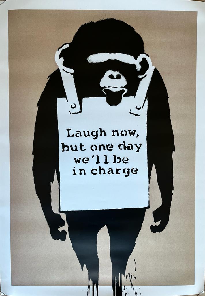 BANKSY - Ríete ahora - Cartel oficial de la exposición "El mundo de Banksy" en París